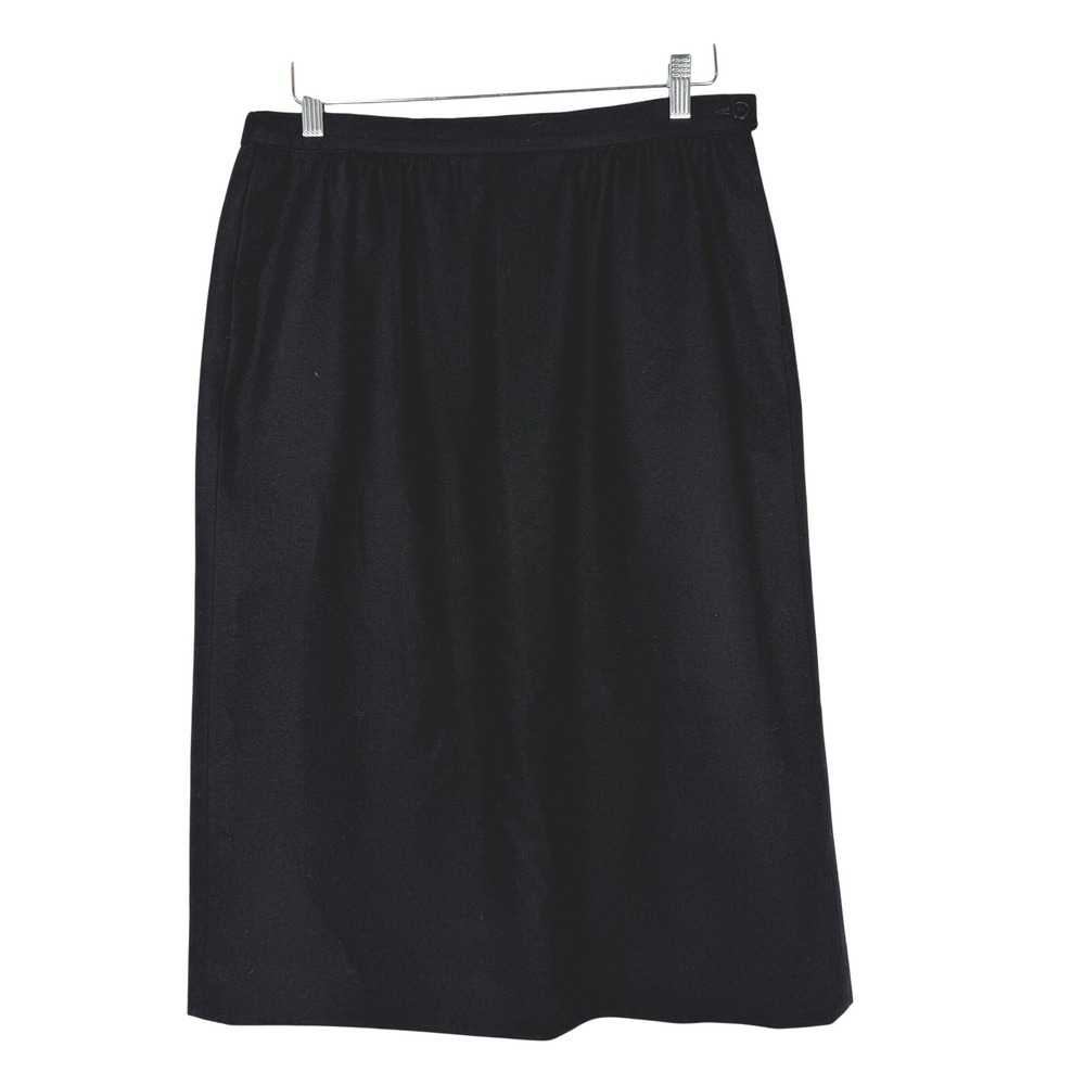 Pendleton‎ Pencil Skirt Women 14 Black Classic 100% Virgin Wool Midi Made in USA